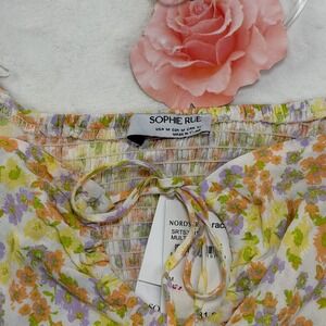 SOPHIE RUE Floral Puff Sleeve Smocked Square Neck Crop Top